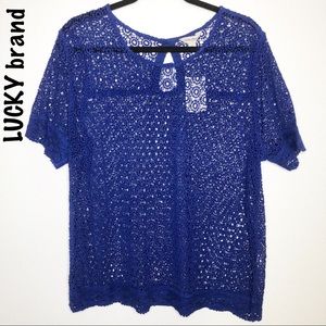 Lucky Brand lace top royal blue large